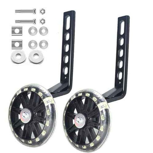 Flash Training Wheels for 12 14 16 18 20 Inch Kids Bike£¬Heavy Duty Training Wheels for Single Speed Bicycle (Black)