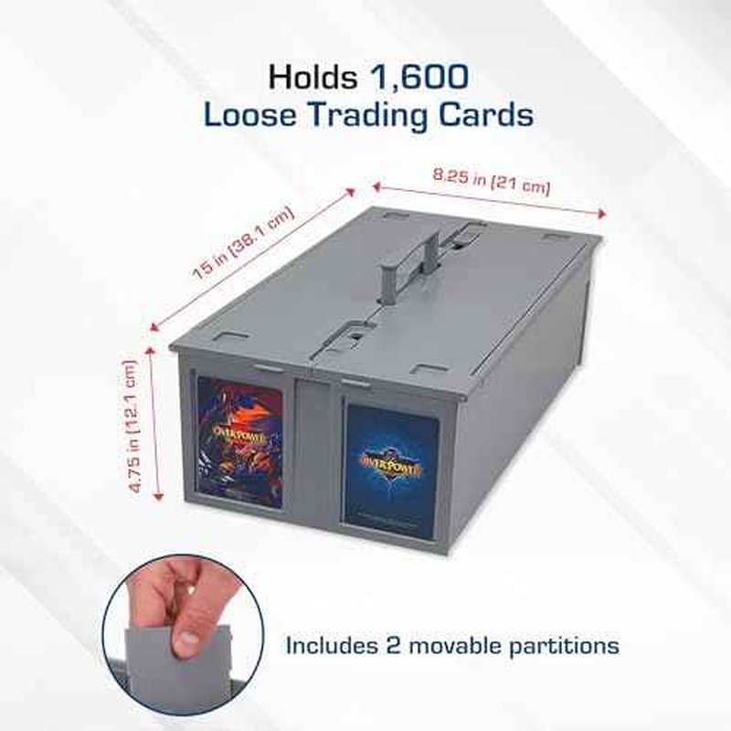 BCW Collectible Card Bin ? (2-Pack, Gray) | Holds up to 1600 Cards | Plastic Storage Box for Pok?mon, MTG & Sports Cards