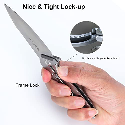 Tactical Folding Pocket Knife for men,14C28N Stainless Steel Blade,Frame Lock,G10 Handle,EDC Small Camping Knives Belt Clip Carry,Lightweight Survival Hunting Flipper Microtech Elemental Bushcraft Hiking Sharp Gear Tool Father Dad Gifts Ruike p108