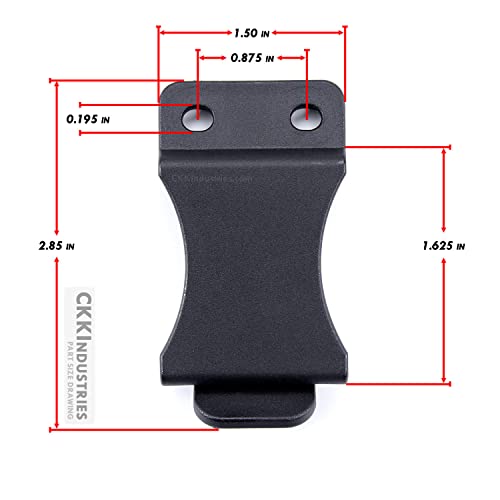 HolsterSmith KYDEX Belt Clip for Holsters & Sheaths – (FOMI Design - w/USA Flag - Distressed) - (Fits 1.50in Belts) - (Inside-The-Waistband/IWB) - (USA Made) - (w/Mounting Hardware) - (1 Pack)