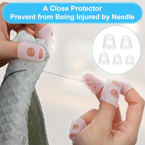 50 Pcs Guitar Finger Covers, Silicone Finger Tip Protectors Anti-Slip & Breathable Silicone Guitar Fingers Guards for Guitars Playing, Ukulele Bass, and Sewing (5 Sizes, White)