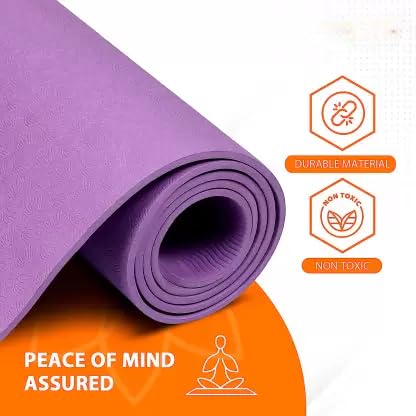 SINT Yoga Mat With Strap Included - Ultra Absorbent Exercise Mat - Non Slip Yoga Mat - Yoga Mat for Women - Wide Yoga Mat, Thick Texture for Stylish Support, (Purple)