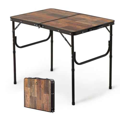 Naturehike Folding Camping Table, Portable Tables with Adjustable Legs, 35.4¡¿23.6¡¿14.6 Inch Foldable Camp Pinic Tables with Carry Bag for Outdoor Camping, BBQ, Travel - Large Retro