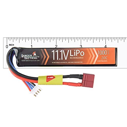 Lancer Tactical LiPo Airsoft High-Performance Battery 11.1V 1000mAh 20C Stick - Dean/Tamiya Connector, Two Pack (Dean)