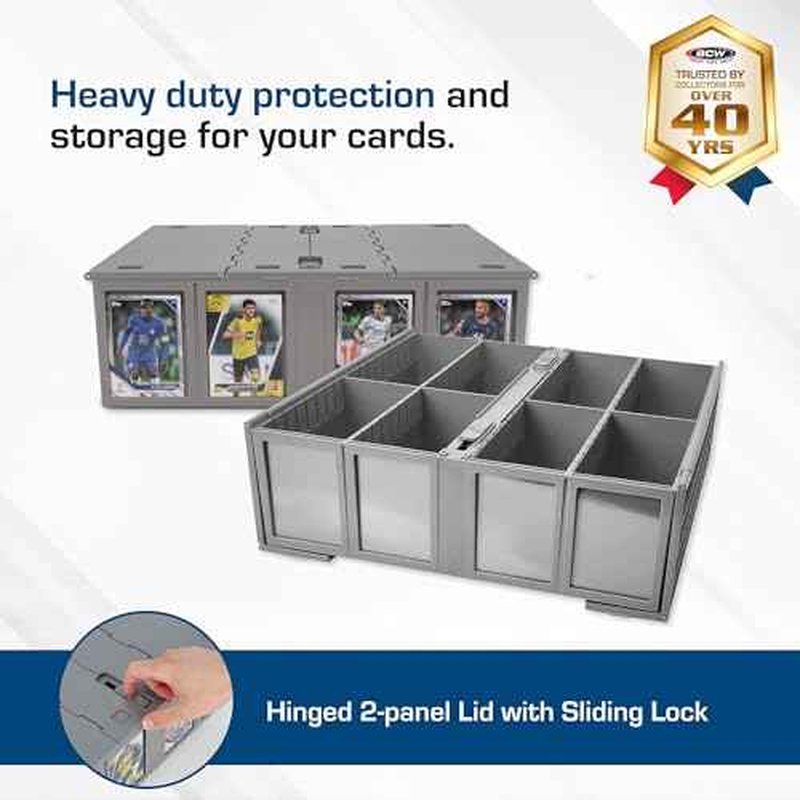 BCW Collectible Card Bin (2-Pack, Gray) | Holds 3200 Cards Each | Includes 4 Dividers | Storage for Pok?mon, MTG & Sports Cards