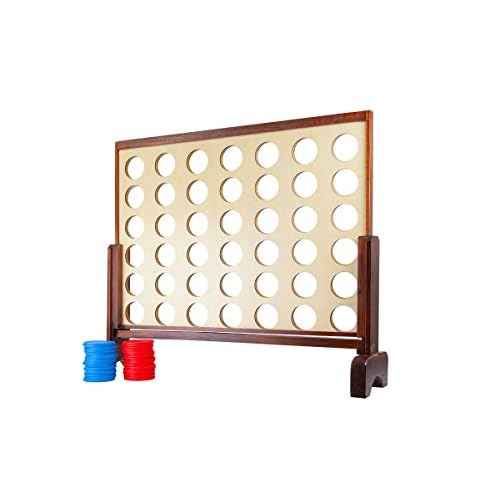 Monoprice Giant Four-in-a-Row - for Tailgating, Bbqs, Camping, Outdoor Events, and Much More - Pure Outdoor Collection, Wood, 34 x 26 x 4.25 inches