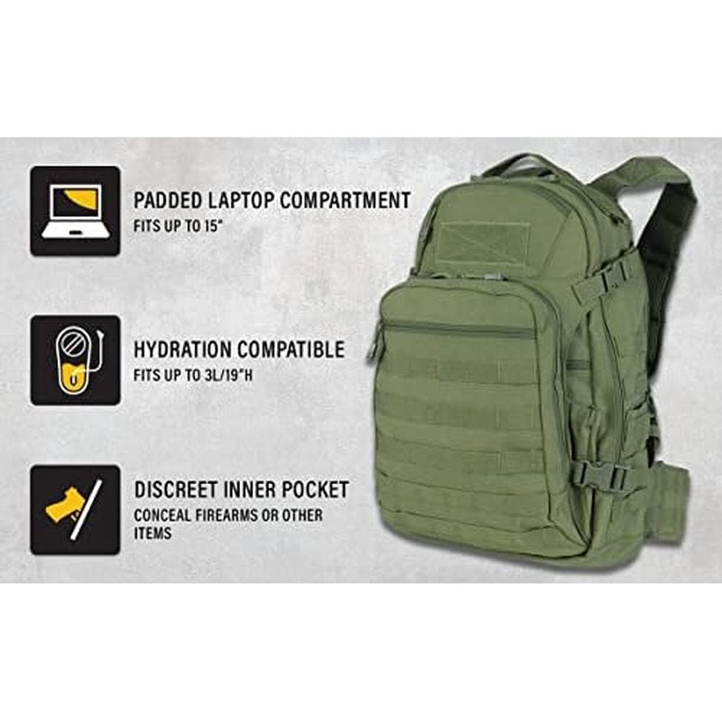 CONDOR Venture Pack - Tactical Backpack - Military, Survival, First Responders - Laptop Sleeve
