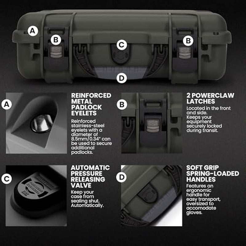 NANUK 910 Hard Case with Foam Single Sporting Gear, IP67 Waterproof Hard Storage, Made in North America Short Case with foam? (14.3¡¯¡¯ x 11.1¡¯¡¯ x 4.7¡¯¡¯)