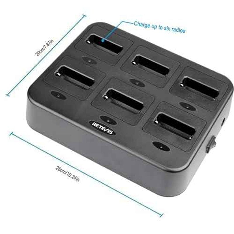 Retevis RT22 Walkie Talkie Charger, Six-Way Charger, Multi Unit Charging Station, Compatible with Retevis RT22 RT22S RB19 RB19P RB39 RB39P Walkie Talkie (1 Pack)
