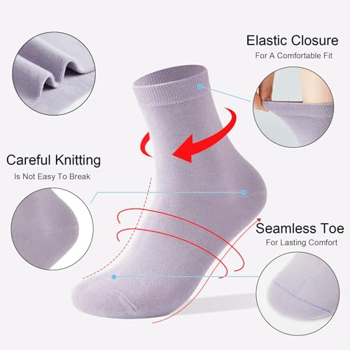 J-BOX Women's Cotton Crew Socks Above Ankle Socks, Lightweight Socks for Women Socks Multicolors Casual Socks