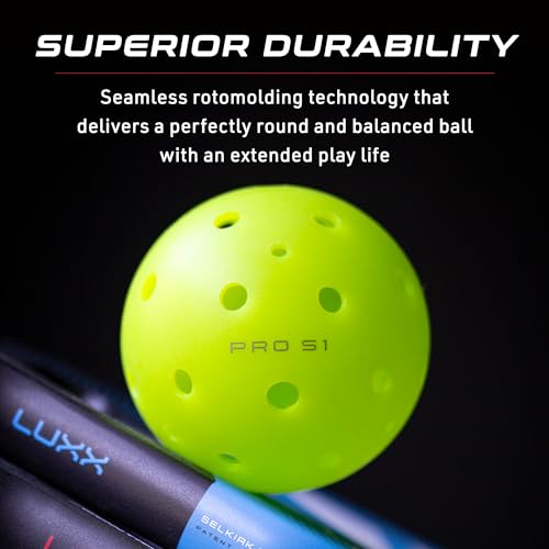 Selkirk Pro S1 Ball | Crack-Resistant | 38 Hole Outdoor Pickleball Balls | USAPA Approved Pickle Ball for Tournament Play | Advanced Aerodynamics | 100 Pack Pickleballs |