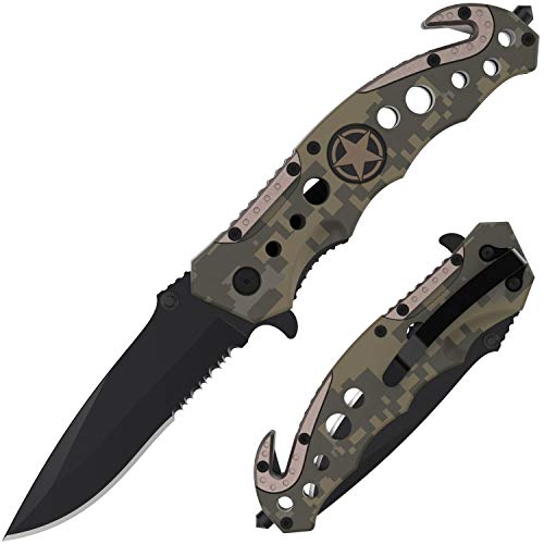 Swiss Safe 3-in-1 Tactical Knife for Military and First Responders - Military Camouflage