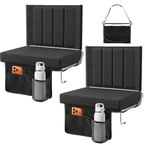 DUMOS Black 2-Pack Stadium Seats with Back Support, Padded Bleacher Chairs