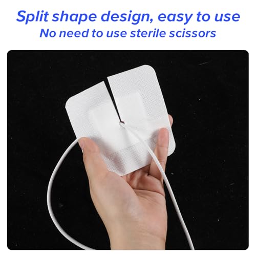 15 Pcs Split Drain Adhesive Feeding Tube Bandages, Sterile Catheter Stabilization Device, G Tube Covers, Peg G J Supra-Pubic Incision Bordered Gauze Pad, 4" x 4" Island Dressing for Nursing Care