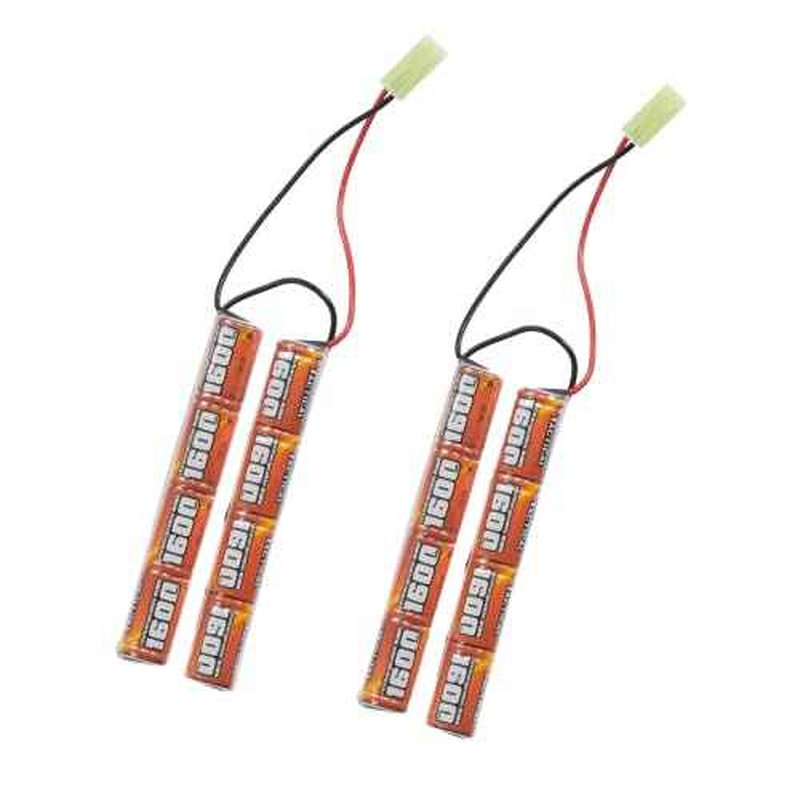 Lancer Tactical 9.6v Battery Pack with Smart Charger, 2 Pack 9.6V NiMH 1600mAh Butterfly Battery w/Nimh Smart Charger