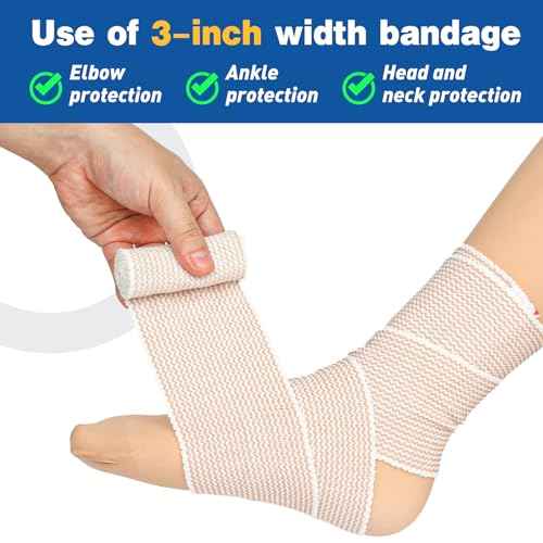 AZEN Premium 4 Pack Elastic Bandage Wrap (2x2", 2x3"), Compression Wrap Bandage for Legs, Ankle, Knee, Tummy, Body, Latex-Free, Lymphedema Wraps for Legs