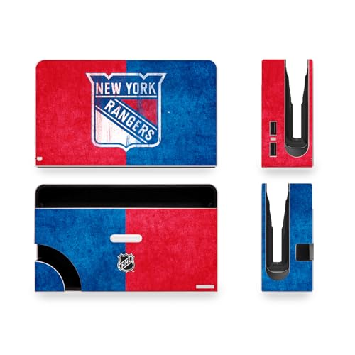 Head Case Designs Officially Licensed NHL Half Distressed New York Rangers Vinyl Sticker Gaming Skin Decal Cover Compatible with Nintendo Switch OLED Bundle