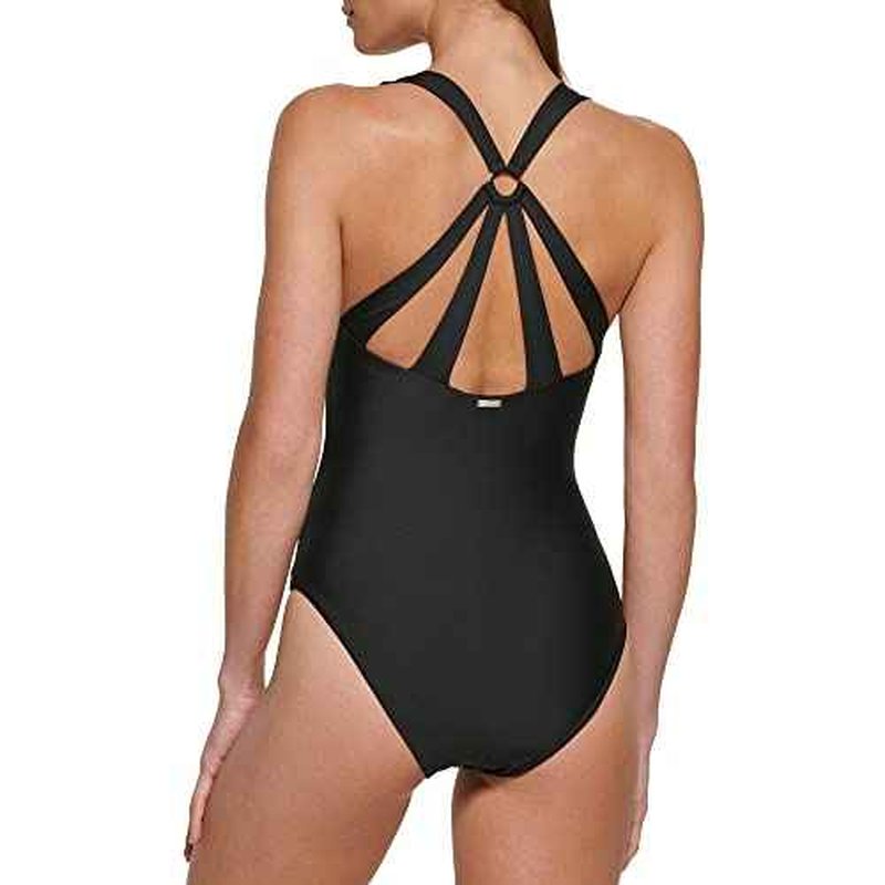 Calvin Klein Women's Standard V-neck Twist Front Tummy Control One Piece Swimsuit
