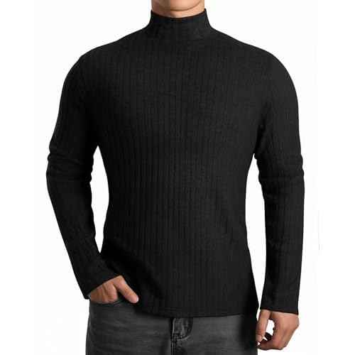 MANGOPOP Men's Mock Turtleneck Long Sleeve Shirts Fleece Ribbed Knit Pullover Sweater Basic Thermal Undershirt Tops 2025