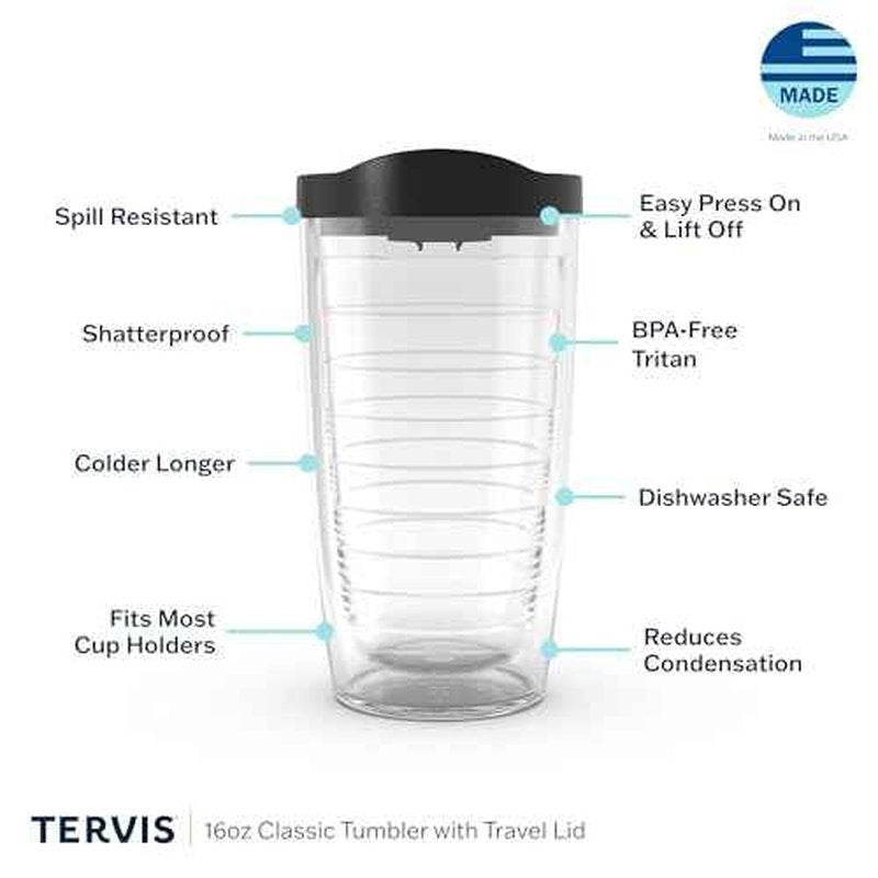 Tervis Sweet as a Georgia Peach Insulated Tumbler with Wrap and Lime Green Lid, 16oz, Clear