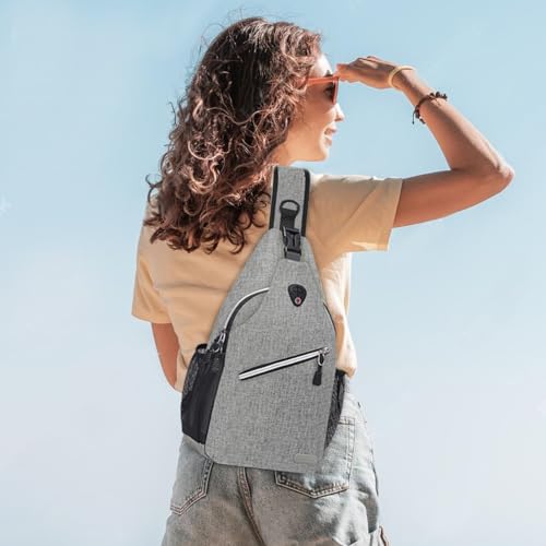 MOSISO Sling Backpack, Multipurpose Crossbody Shoulder Bag Travel Hiking Daypack, Gray, Medium