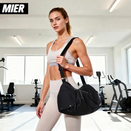 MIER 19L Small Gym Bag for Women with Shoe & Wet Pocket - Black