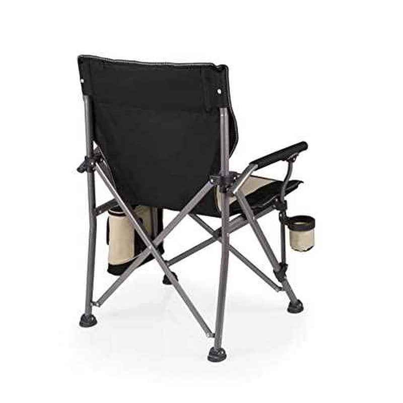 PICNIC TIME Outlander XL Heavy Duty Folding Camping Chair with Insulated Cooler, Oversized Portable Lawn, Beach & Camp Chair with Cup Holder, Storage Pocket, Carry Bag, 400 lb Capacity (Black)