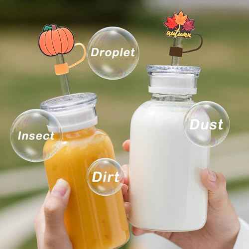 12pcs Fall Straw Toppers for Stanley Cup Thanksgiving Autumn Straw Covers 10mm Silicone Drinking Tip Covers for Stanley Cup Accessories