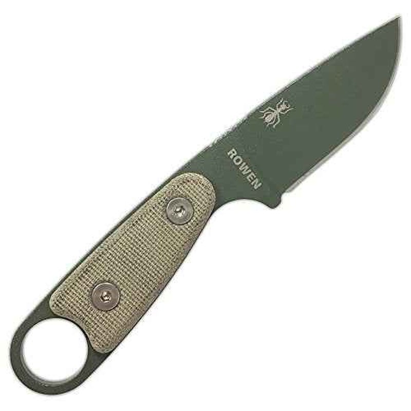 ESEE Knives Izula-OD w/Handle, Molded Polymer Sheath, and Clip Plate (Grey Canvas Micarta Handle/OD Blade/Black Sheath)