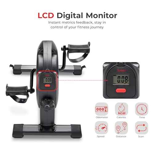 Sunny Health & Fitness Smart Under-Desk Bike Exerciser, Low-Impact Cardio Cycling Equipment for Home/Office, Mini Paddler for Arm/Leg Mobility Training, Free SunnyFit App Connect, Optional Motorized