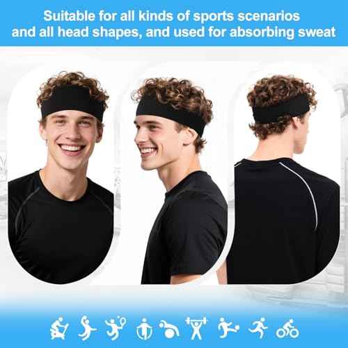 8 PCS Men's Sports Headbands & Sweat Bands, Made of Elastic and Cooling Fabric, Ideal Headbands for Men and Women's Running, Cycling, and Other Indoor and Outdoor Fitness Workouts