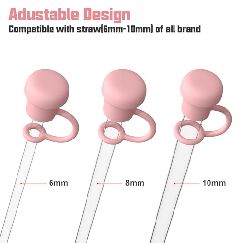 Adjustable Straw Cover for All Brand of Stanley|Simple Modern|Yeti|Owala|Hydro Flask|Reduce|Marrs|Meoky|MaxBase|Beast|Hydrapeak and so on, Diameter 6mm-10mm, BPA Free, Dishwasher safe