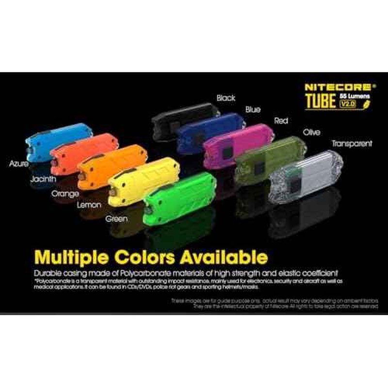 Nitecore Tube v2.0 55 Lumen USB Rechargeable Ultralight Keychain Flashlight (Jacinth)