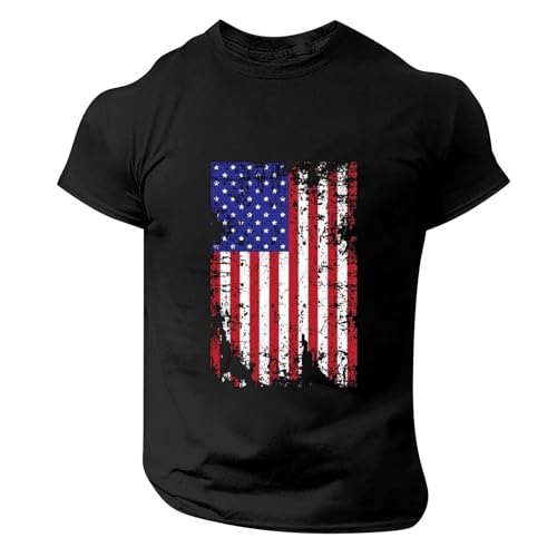 4Th of July Shirts Red White and Blue Top Cut Out Sleeve Rainbow Fourth of July Shirt Halloween Shirts Flower Shirts Us Navy Shirts for Men Plus Size Summer Blouse USA Flag Black S