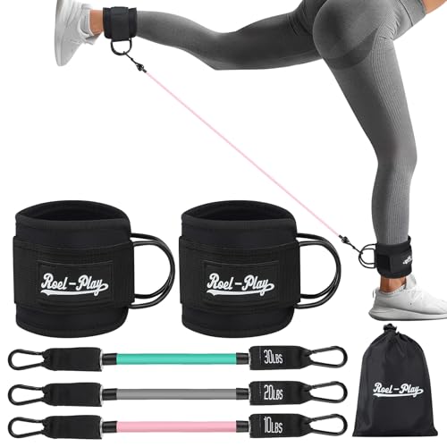 Ankle Resistance Bands With Cuffs, Ankle Weights for Women, Glutes Workout Equipment, Hip and Legs Resistance Bands，Home Training Perfect for Women & Men