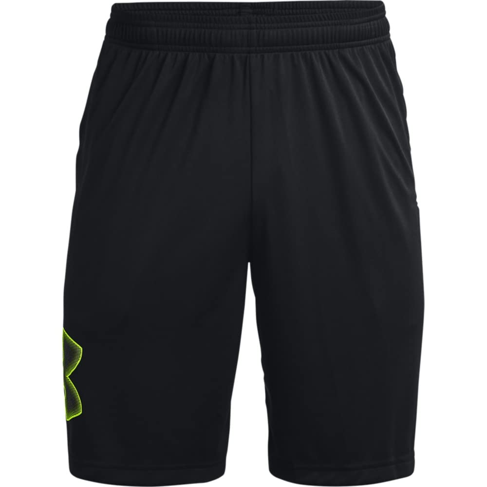 Under Armour Men's Tech Graphic 10" Shorts, Black (008)/High-Vis Yellow, Medium