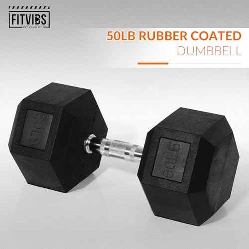 Fitvids Hex Dumbbells Rubber Coated Hand Weights for Exercises and Fitness, Single?s