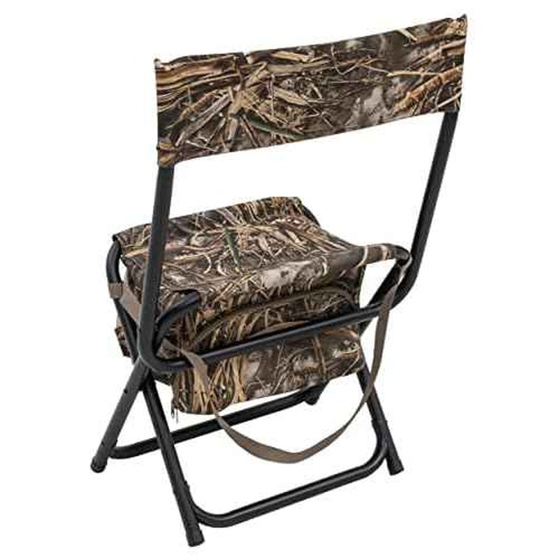 Browning Dove Shooter Hunting Chair - Compact and Foldable Steel Frame with Realtree Camo, Extra-Wide Seat, Insulated Cooler Bag, and Decoy, Shell Pockets