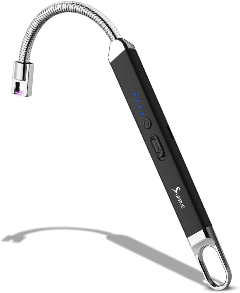 Rechargeable USB Arc Lighter - 360° Flexible Neck Flameless Design for Grilling, Camping & Cooking | Black