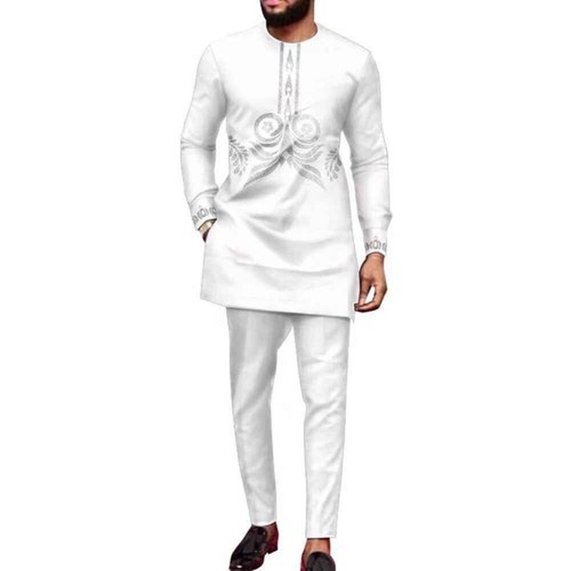 UOUNUT African Suits for Men Dashiki Outfits Traditional Print Formal Mens Attire Nigerian Clothes 2 Piece Party Wear
