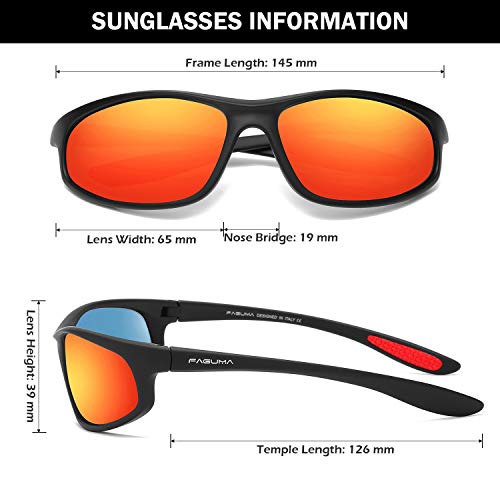 FAGUMA Polarized Sports Sunglasses For Men Cycling Driving Fishing UV400 Protection