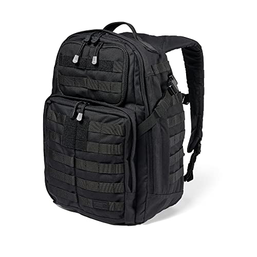 5.11 Tactical Backpack, Rush 24 2.0, Military Molle Pack, CCW with Multiple Compartments, 37 Liter, Medium, Style 56563, Black