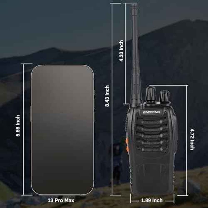 Baofeng Walkie Talkies 888S Rechargeable Long Range with Earpieces for Adults, 16 Channel Professional Radio Handheld Two Way Radios Li-ion Battery and Charger Included (6pack with 6earpiece)