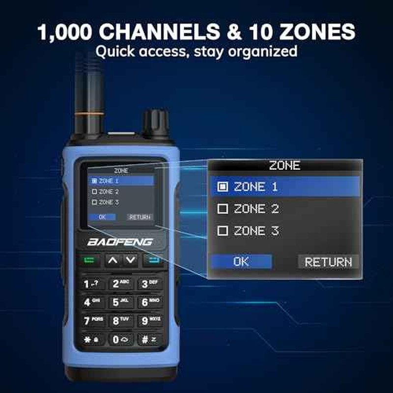 BAOFENG UV-7B Handheld Ham Radio, Chirp & Wireless APP Programmable, UV FM Aviation NOAA Receiver, 1000 CHs 10 Zones, USB-C Charing Port, Channel Copy, SOS Strobe, with Speaker Mic [2Packs]