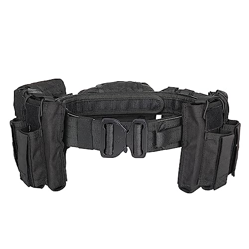 YAKEDA Tactical Battle Belt, Quick Release 1.75 inch Duty Belts Law Enforcement Airsoft Utility Belt with Accessories Pouches (CP)