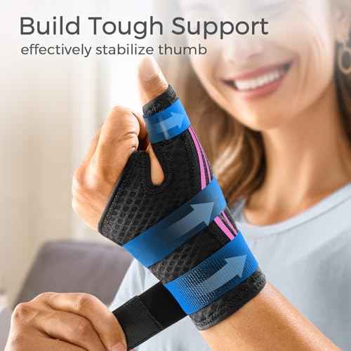 FREETOO Ergonomical Thumb Brace Right Hand or Left Hand for Arthritis Pain and Support, Thumb Splint for Trigger Thumb, Thumb Support for De Quervains Tenosynovitis, Fits Palm 7.5''-8.5'' S/M Pink