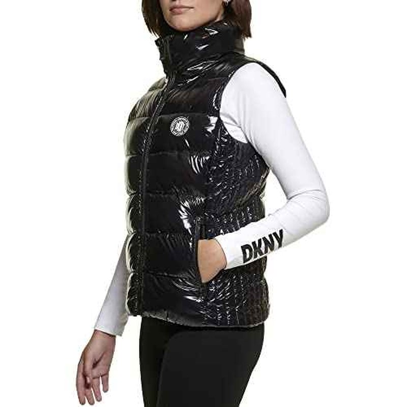 DKNY Women's Logo Drawstring Puffer Vest