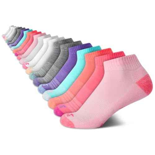 Avia Girls' Socks - 20 Pack Performance Cushion Quarter Cut Socks