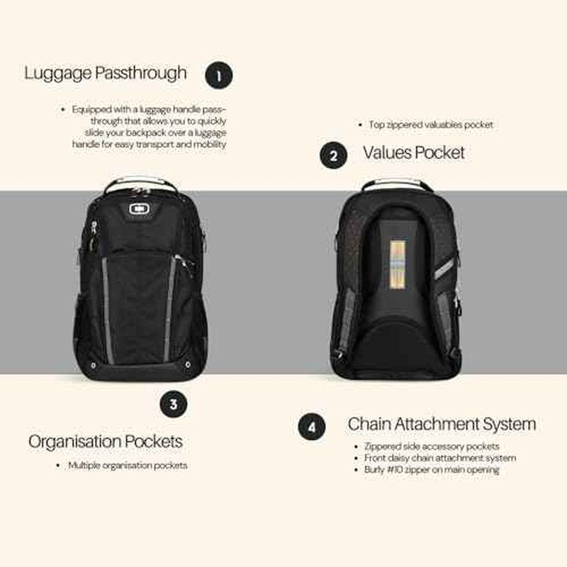 Callaway Axle 17" Laptop Backpack, Black, 19.25" H x 13" W x 9.25" D