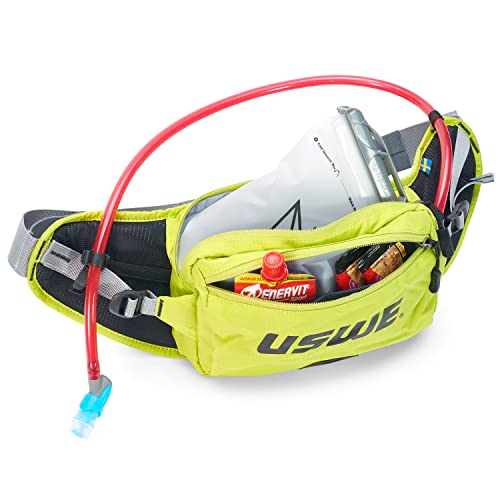 USWE Zulo Hydration Hip Pack - with Organizer and Side Pockets, Bounce Free Hip Belt (2L, Yellow)